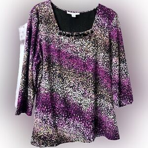 Elegant Purple Embellished Neck Women's Top